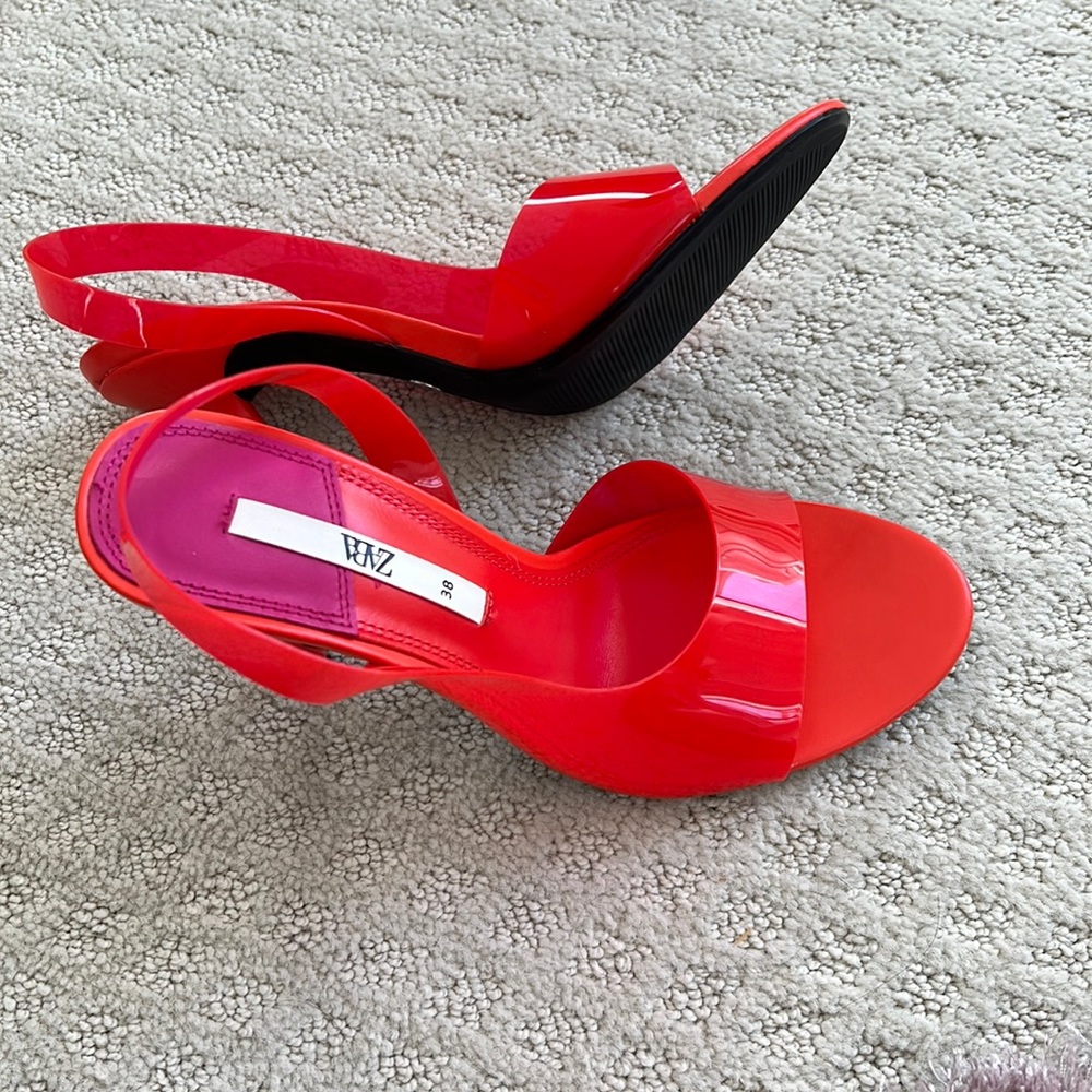 Zara Red Plastic Heels